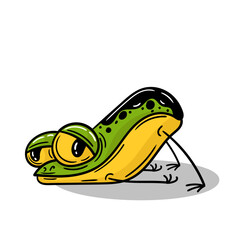 Cute frog cartoon. Isolated on white background. Vector stock illustration.