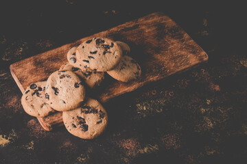 cookies on dark wood background