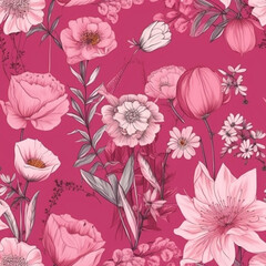 backgrounds in pink with a floral medley