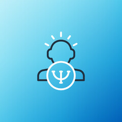 Line Psychology icon isolated on blue background. Psi symbol. Mental health concept, psychoanalysis analysis and psychotherapy. Colorful outline concept. Vector