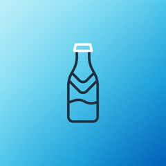 Line Beer bottle icon isolated on blue background. Colorful outline concept. Vector