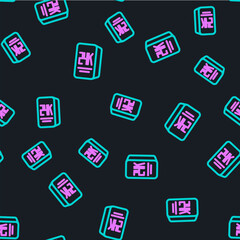Line Gold bars 24k icon isolated seamless pattern on black background. Banking business concept. Vector