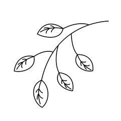 Tree branch with leaves vector in simple cartoon doodle style. Nature clipart. Spring, summer seasonal plant isolated design element. Forest, woods, garden illustration. Simple contour Generative AI