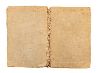 Old retro book on a white background. The unfolding of a yellowed book