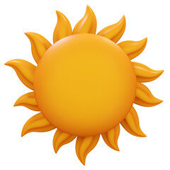 Sun, stylized 3d rendering illustration on white background.