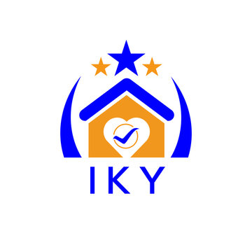 IKY House logo Letter logo and star icon. Blue vector image on white background. KJG house Monogram home logo picture design and best business icon. 
