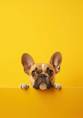 French Bulldog on a Yellow Background-Generative AI