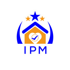 IPM House logo Letter logo and star icon. Blue vector image on white background. KJG house Monogram home logo picture design and best business icon. 
