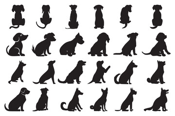 Fototapeta na wymiar vector silhouettes of sitting dogs