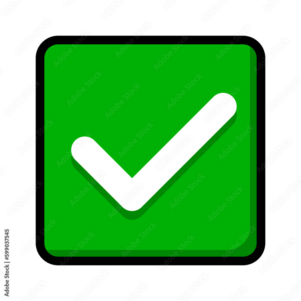 Poster flat design green square checkbox icon. vector.