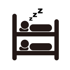 Dormitory silhouette icon. Bunk bed. Vector.