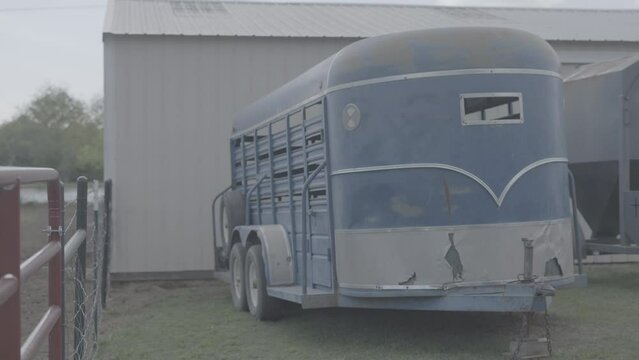 Horse trailer on a farm / Sony SLog3