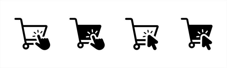 Shopping cart icon. Internet shop buy symbol. Web store shopping cart simple black style symbol sign for apps and website, vector illustration.