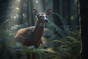 Doe in the forest. Generative ai