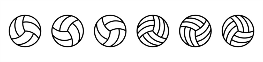 Volleyball icon set in line style. Volley ball simple black style symbol sign for sports apps and website, vector illustration.