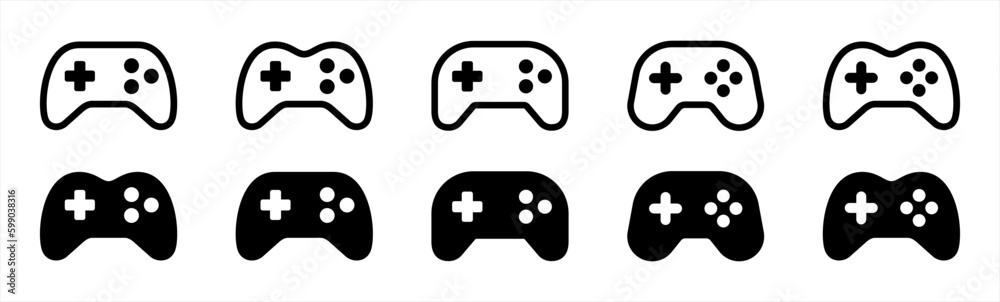 Poster game console icon. video game controller simple black style symbol sign for apps and website, vector