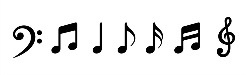 Music notes icon simple black style symbol sign for apps and website, vector illustration.
