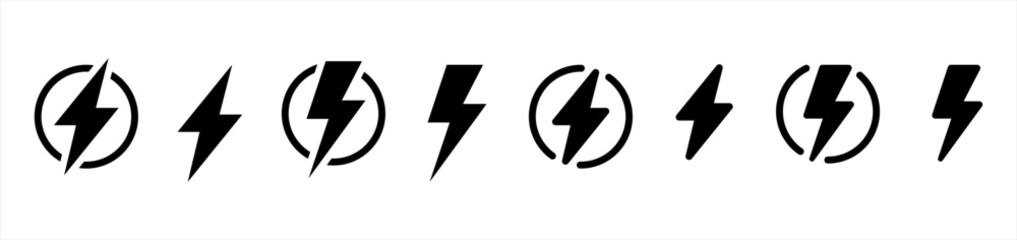 flash lightning bolt icon. Electric power symbol. Power energy simple black style sign for apps and website, vector illustration.