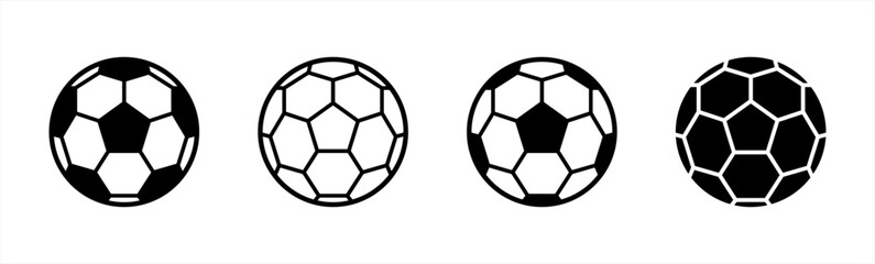 Soccer ball icon set in line style. football simple black style symbol sign for sports apps and website, vector illustration.