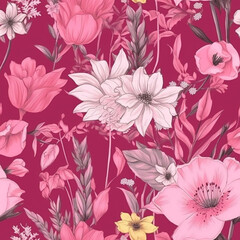 pink flower fields seamless backgrounds