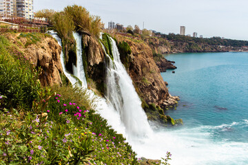 Lower duden waterfall from view point closeup.Antalya,Turkey.