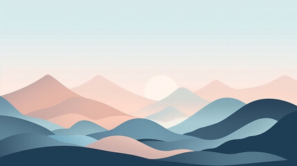 Mountain minimalist background. Illustration AI Generative.