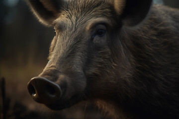 Fototapeta premium beautiful and wild boar, beautiful background, savannah background, ai generated.