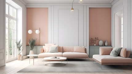 simple minimalist living room interior, generative ai
