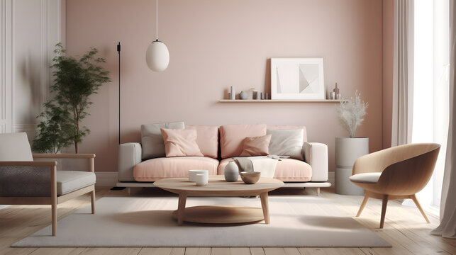 simple minimalist living room interior, generative ai