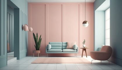 Modern apartment with comfortable sofa and elegant decor generated by AI