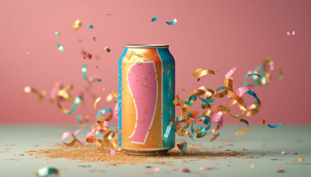 Falling confetti in celebration party with champagne generated by AI