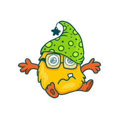 Cute cartoon monster on white background. Icon monster. Funny character. Vector illustration 
