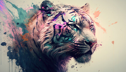 Tiger animal abstract wallpaper. Contrast background in Pastel colors generative ai