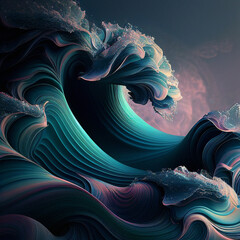 Obraz premium Swirling Fractal Spiral Wave Abstract Formations - Generative Ai