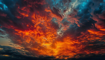 Vibrant sunset sky, nature beauty on display generated by AI