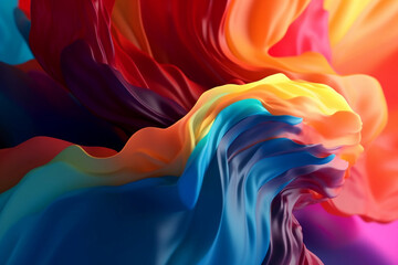 3D abstract colorful background with waves, Generative AI