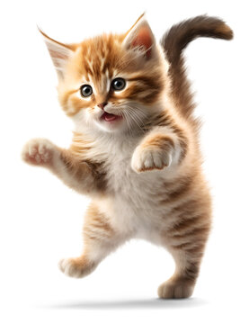 cute active kitten, isolated background. Generative Ai