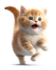 Obraz premium adorable fluffy kitten jumping, isolated background. Generative Ai
