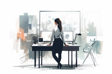 Businesswoman presenting graphics and charts, generative ai