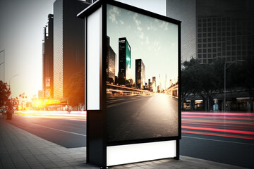 Outdoor urban city outdoor mockup with digital display advertising media isolated