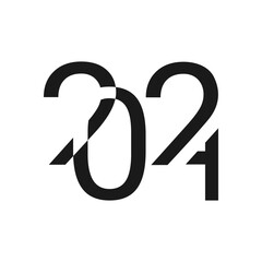 Vector design template for number 2024 with encrypted numbers. The illustration includes a black label logo that can be used for diaries, notepads, calendars and web pages. 
