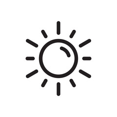 Sun icon. Sun line icon. Sunshine flat vector sign. Sunny symbol. Weather forecast sun outline sign design. Sunlight with ray pictogram. summer weather sun icon. UX UI icon