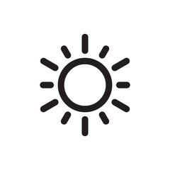 Sun icon. Sun line icon. Sunshine flat vector sign. Sunny symbol. Weather forecast sun outline sign design. Sunlight with ray pictogram. summer weather sun icon. UX UI icon