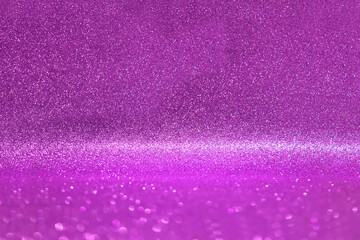 Hermoso fondo abstracto de luz brillante y purpurina. Fondo de luces de purpurina rosa y purpura. Desenfocado y enfoque suave.