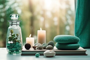Fototapeta na wymiar Wellness Oasis: Relaxing Self-Care Spaces for Balance and Well-Being using generative AI
