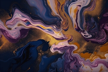Liquid gold violet background. Generative ai