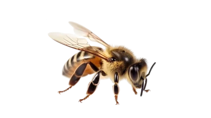 Fotobehang honey bee walking isolated on transparent background cutout generative ai © John