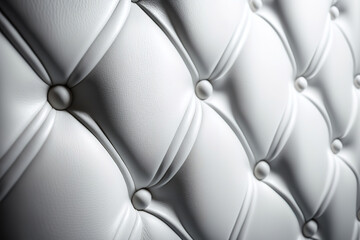 Seamless white leather texture. Upholstery of leather buttoned white color fabric. Elegant vintage quilted sofa background. generative ai