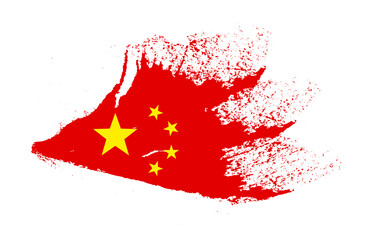 Brush painted flag of China