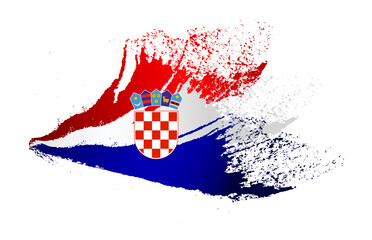 Brush painted flag of Croatia